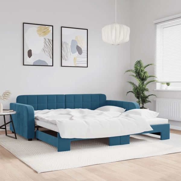 vidaXL Dagbädd utdragbar blå 100x200 cm sammet Blå