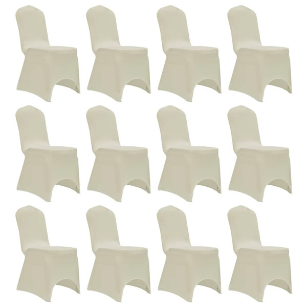vidaXL Stolsöverdrag stretch 12 st gräddvit Creme