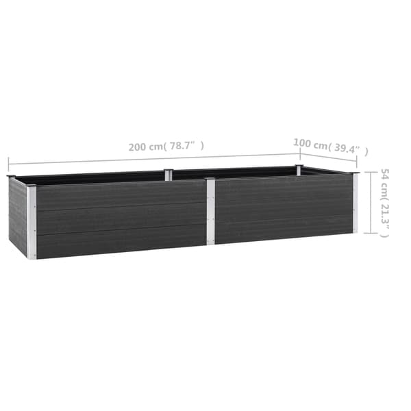vidaXL Odlingslåda upphöjd grå 200x100x54 cm WPC grå