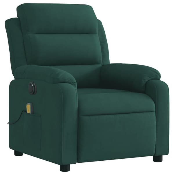 vidaXL Elektrisk massagefåtölj mörkgrön sammet Grön