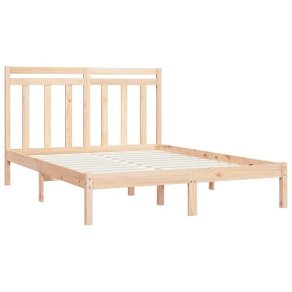 vidaXL Sängram massivt trä 140x190 cm Brun