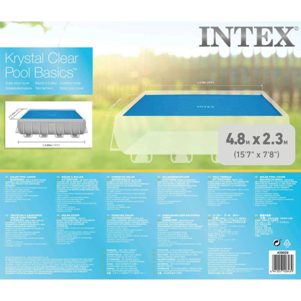 INTEX Poolöverdrag solenergi rektangulärt 488x244 cm Blå