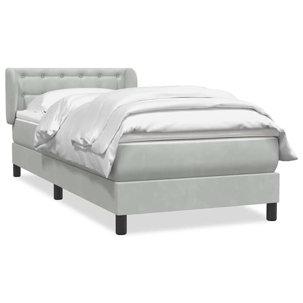 vidaXL Ramsäng med madrass ljusgrå 80x220 cm sammet Grå