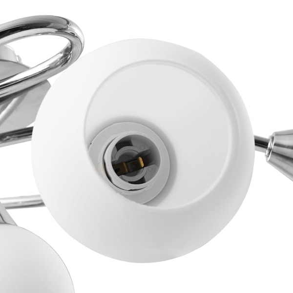 vidaXL Taklampa med keramikskärmar för 5 E14-lampor vit klot Vit