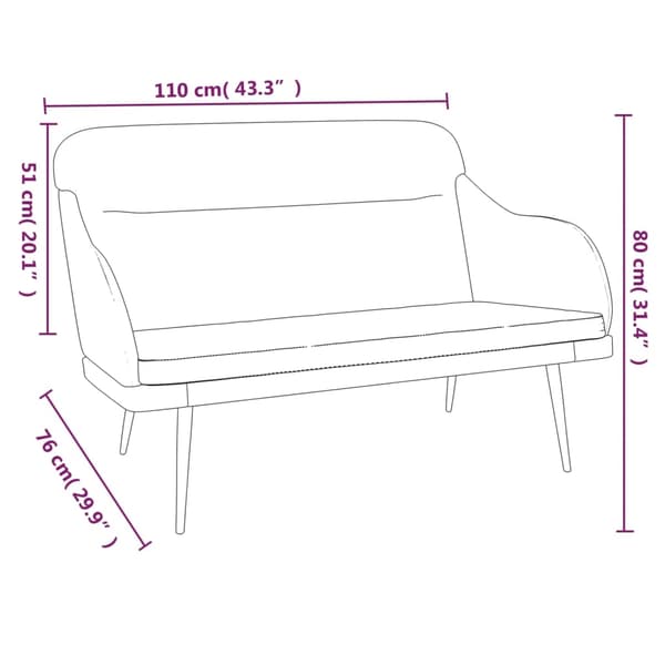 vidaXL Bänk gräddvit 110x76x80 cm sammet Kräm