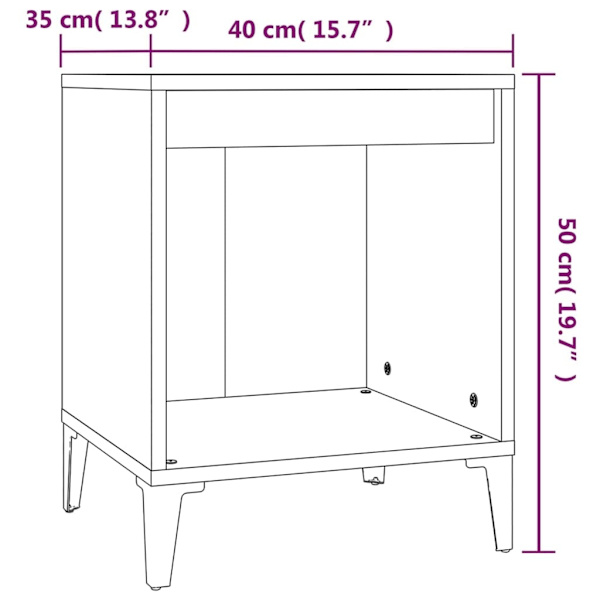 vidaXL Sängbord 2 st betonggrå 40x35x50 cm Grå