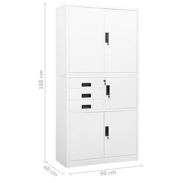 vidaXL Dokumentskåp vit 90x40x180 cm stål Vit