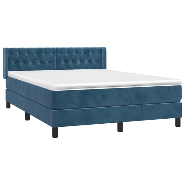 vidaXL Ramsäng med madrass mörkblå 140x190 cm sammet Blå