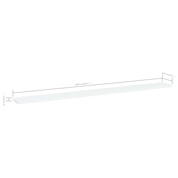 vidaXL Hyllplan 4 st vit 100x10x1,5 cm konstruerat trä Vit