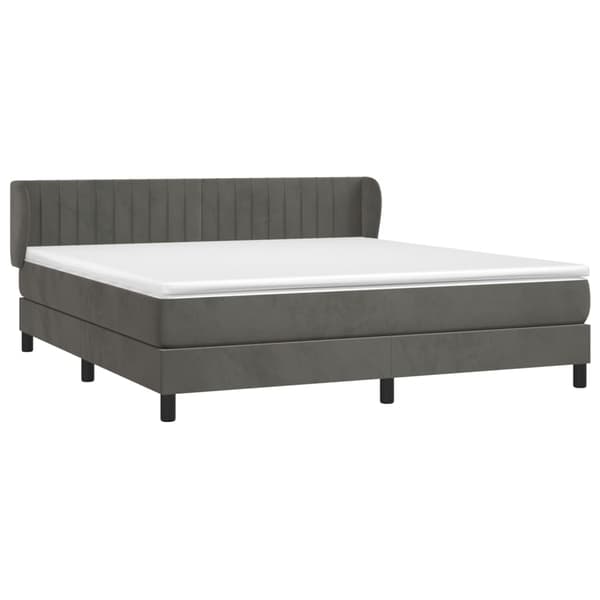 vidaXL Ramsäng med madrass mörkgrå 180x200 cm sammet Grå