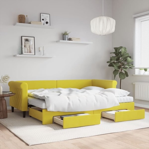 vidaXL Dagbädd utdragbar med lådor gul 80x200 cm sammet Gul