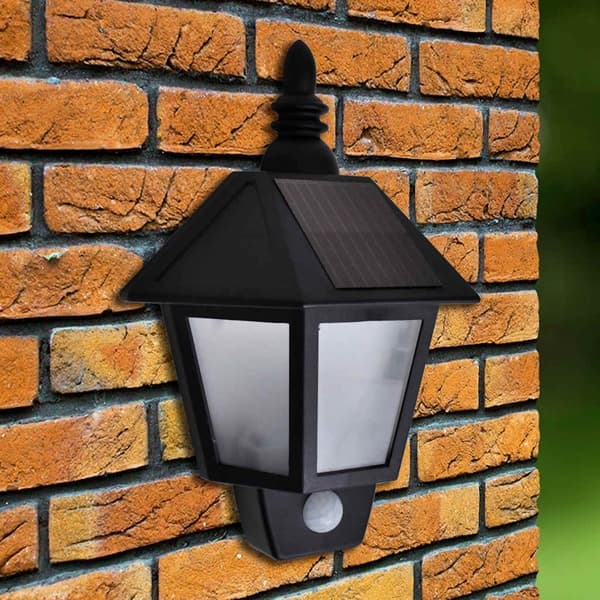 vidaXL Solenergi-Vägglampa med Rörelsesensor Svart