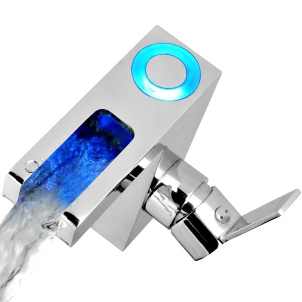 SCHÜTTE Tvättställsblandare LED med vattenfall ORINOCO krom Silver
