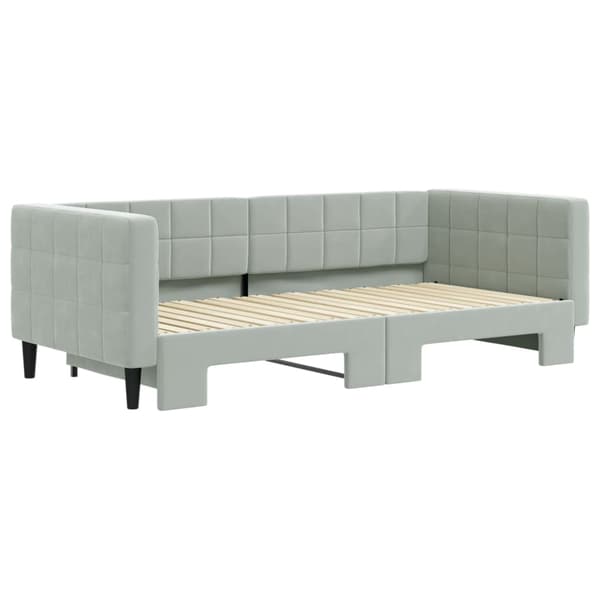 vidaXL Dagbädd utdragbar ljusgrå 90x190 cm sammet Grå