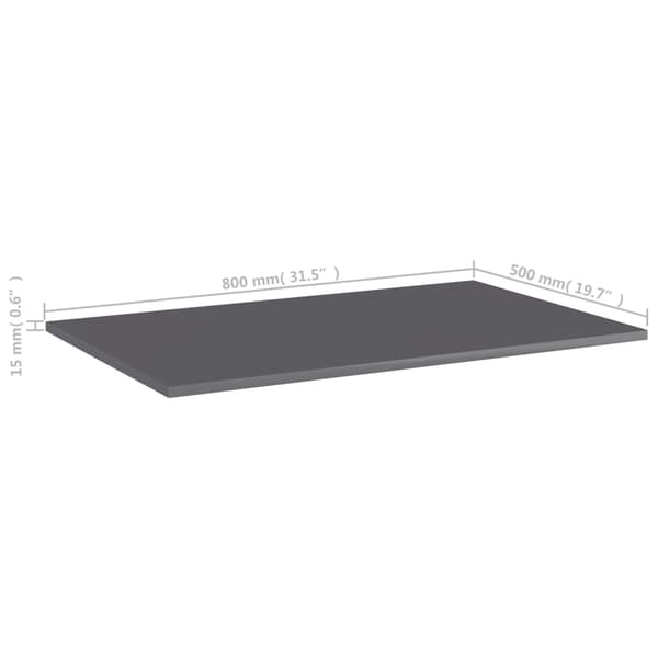 vidaXL Hyllplan 4 st grå högglans 80x50x1,5 cm konstruerat trä grå