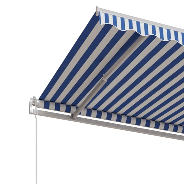 vidaXL Markis automatiskt infällbar 500x350 cm blå och vit Blå