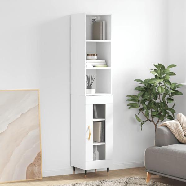 vidaXL Högskåp vit högglans 34,5x34x180 cm konstruerat trä Vit