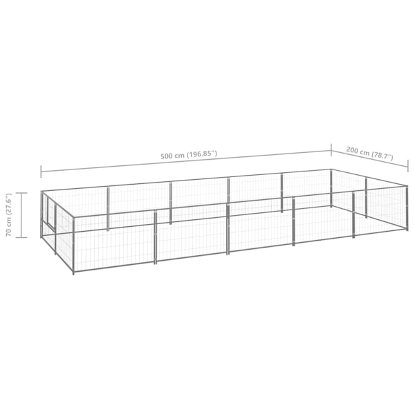 vidaXL Hundgård silver 10 m² stål Silver