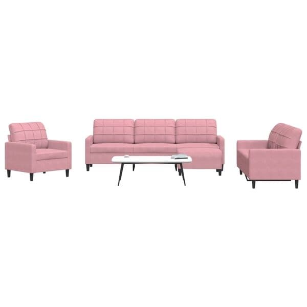 vidaXL Soffgrupp med dynor 4 delar rosa sammet Rosa