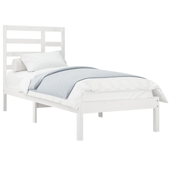 vidaXL Sängram vit massivt trä 90x190 cm Vit