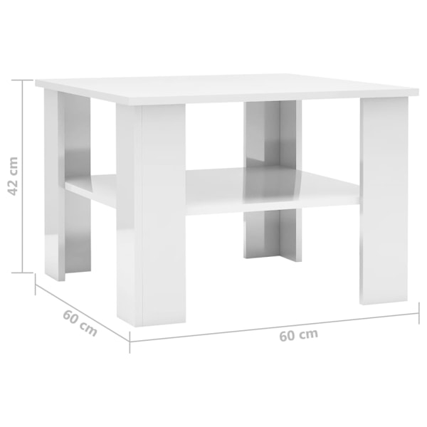 vidaXL Soffbord vit högglans 60x60x42 cm konstruerat trä Vit