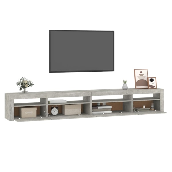 vidaXL Tv-bänk med LED-belysning betonggrå 270x35x40 cm Grå