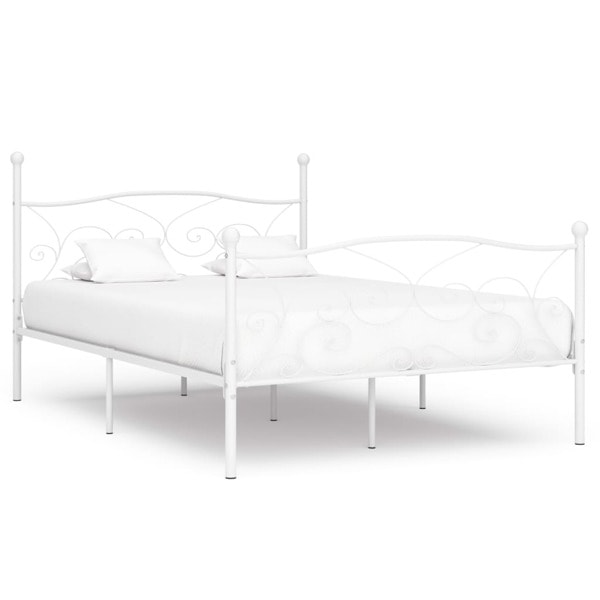 vidaXL Sängram utan madrass med ribbotten vit metall 160x200 cm Vit