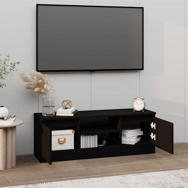 vidaXL TV-bänk med dörr svart 102x30x36 cm Svart