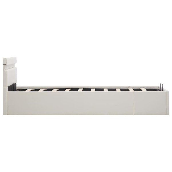 vidaXL Sängram hydraulisk förvaring LED vit konstläder 90x200 cm Vit