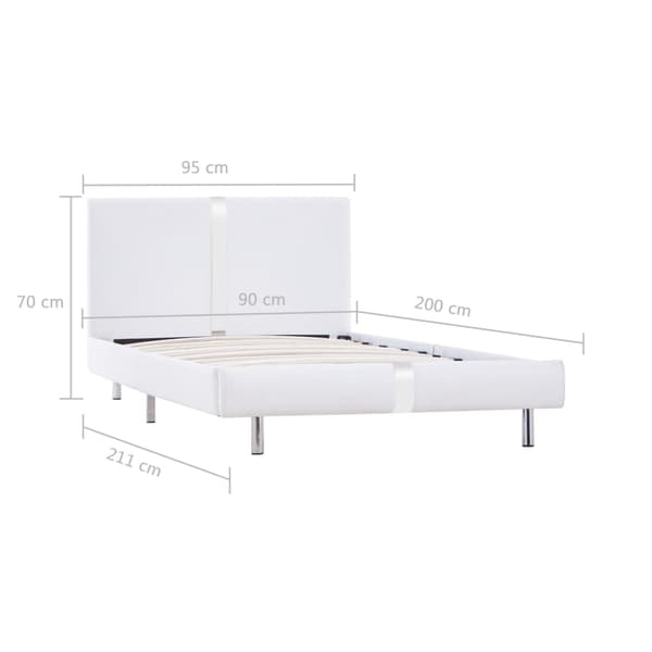 vidaXL Sängram vit konstläder 90x200 cm Vit