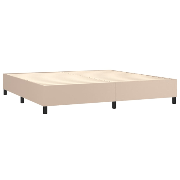 vidaXL Ramsäng med bäddmadrass & LED cappuccino 200x200 cm konstläder Brun
