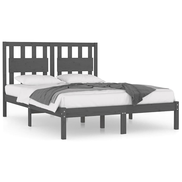 vidaXL Sängram grå massiv furu 120x200 cm enkelsäng Grå