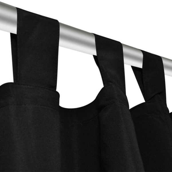 vidaXL 2-pack gardiner med öglor i svart microsatin 140 x 175 cm Svart