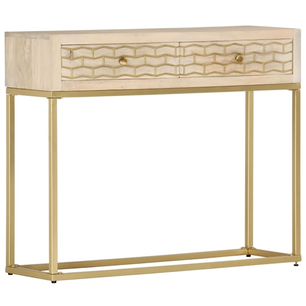 vidaXL Avlastningsbord guld 90x30x75 cm massivt mangoträ Guld