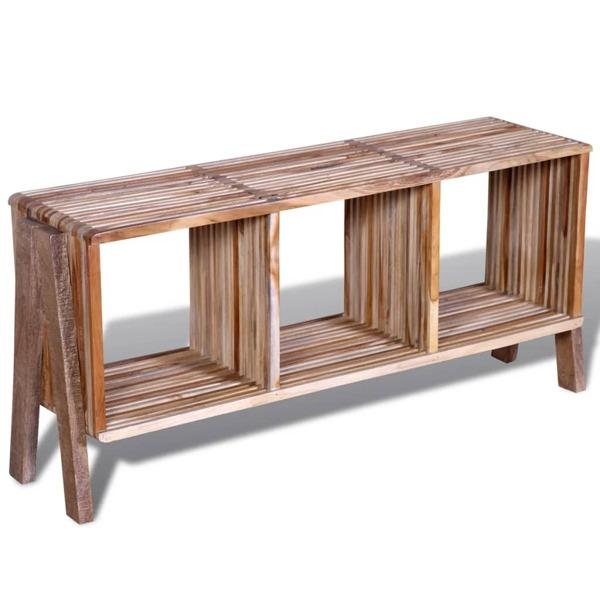 vidaXL TV bänk med 3 hyllor i återvunnen teak stapelbar design multifärg