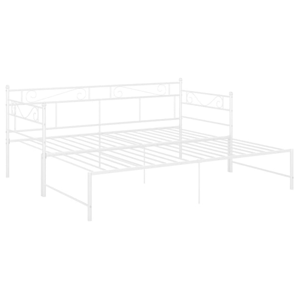 vidaXL Utdragbar sängram bäddsoffa vit metall 90x200 cm Vit