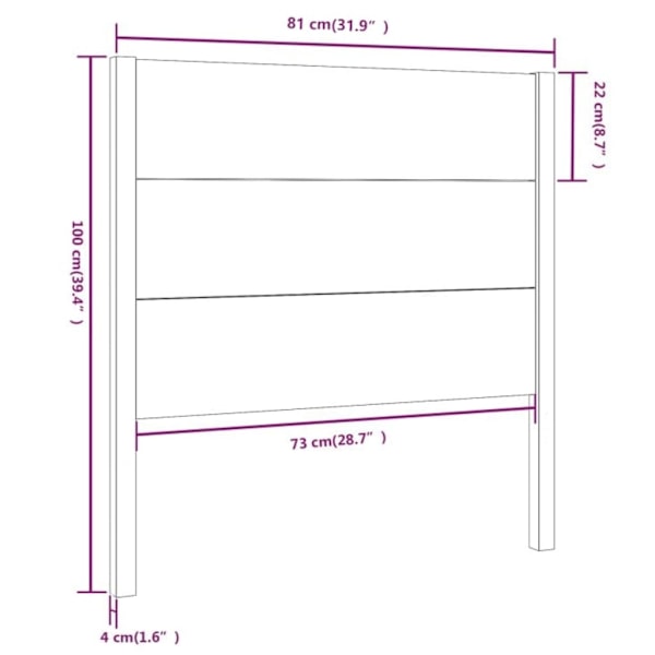 vidaXL Sänggavel vit 81x4x100 cm massiv furu Vit