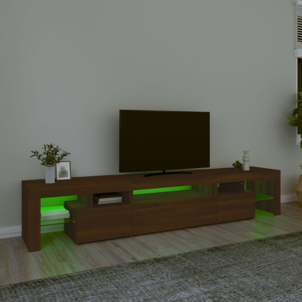 vidaXL Tv-bänk med LED-belysning brun ek 215x36,5x40 cm Brun