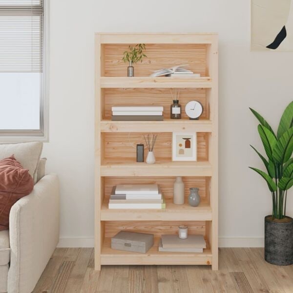 vidaXL Bokhylla 80x35x154 cm massiv furu Brun