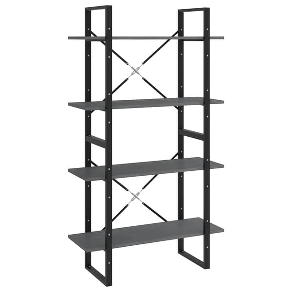 vidaXL Bokhylla 4 hyllplan grå 80x30x140 cm massiv furu grå