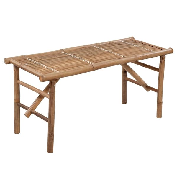 vidaXL Hopfällbar trädgårdsbänk med dyna 118 cm bambu grå