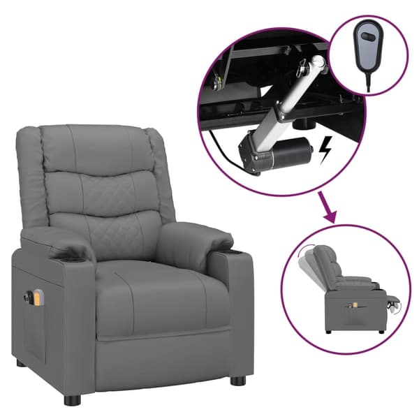 vidaXL Elektrisk massagefåtölj Grå konstläder Grå