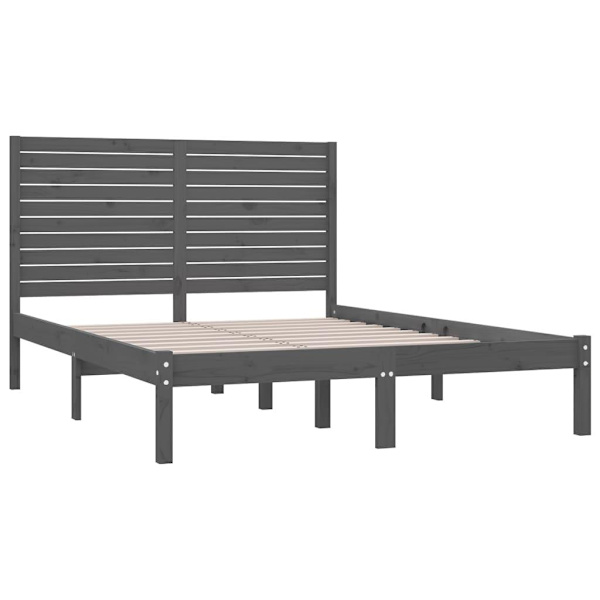 vidaXL Sängram grå massivt trä 120x200 cm enkelsäng Grå