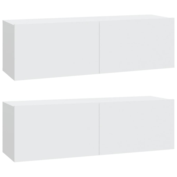 vidaXL Väggmonterade tv-bänkar 2 st vit 100x30x30 cm konstruerat trä Vit