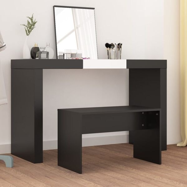 vidaXL Sminkpall svart 70x35x45 cm konstruerat trä Svart