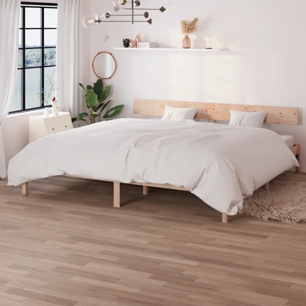 vidaXL Sängram massiv furu 180x200 cm Brun