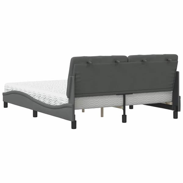 vidaXL Säng med madrass mörkgrå 160x200 cm tyg Grå