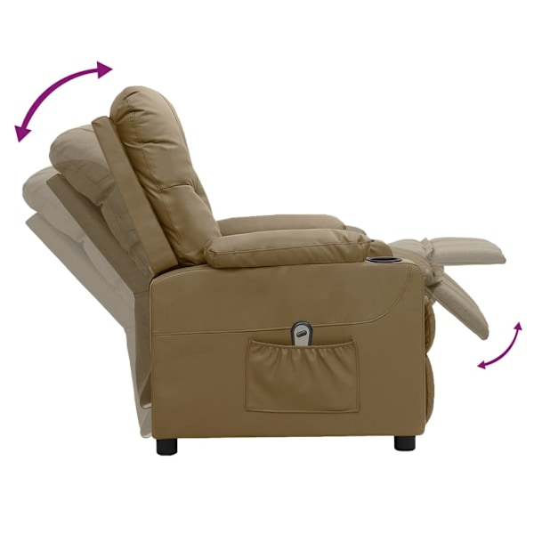 vidaXL Elektrisk reclinerfåtölj cappuccino konstläder Brun