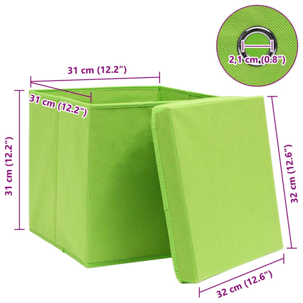 vidaXL Förvaringslådor med lock 4 st grön 32x32x32 cm tyg Grön