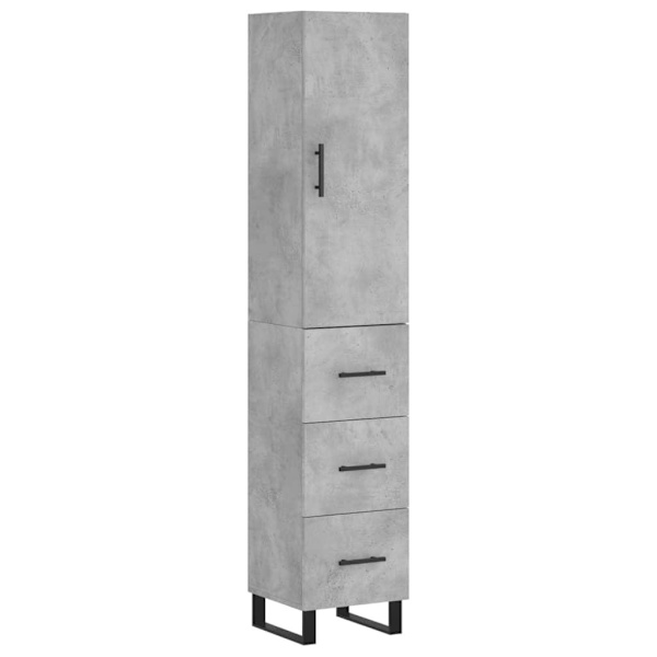 vidaXL Högskåp betonggrå 34,5x34x180 cm konstruerat trä Grå